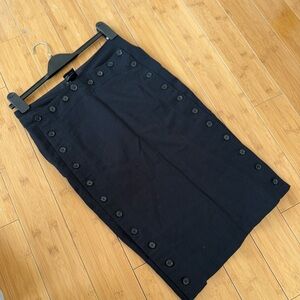 Ann Demeulemeester Black Button-Accent Pencil Skirt